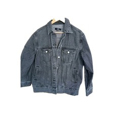 Misguided size 10 black oversized jean jacket