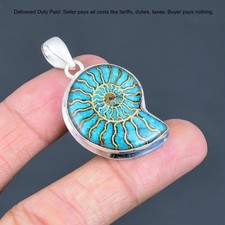 925 Sterling Silver Ammonite Opal Doublet Gemstone Anniversary Pendant Jewelry