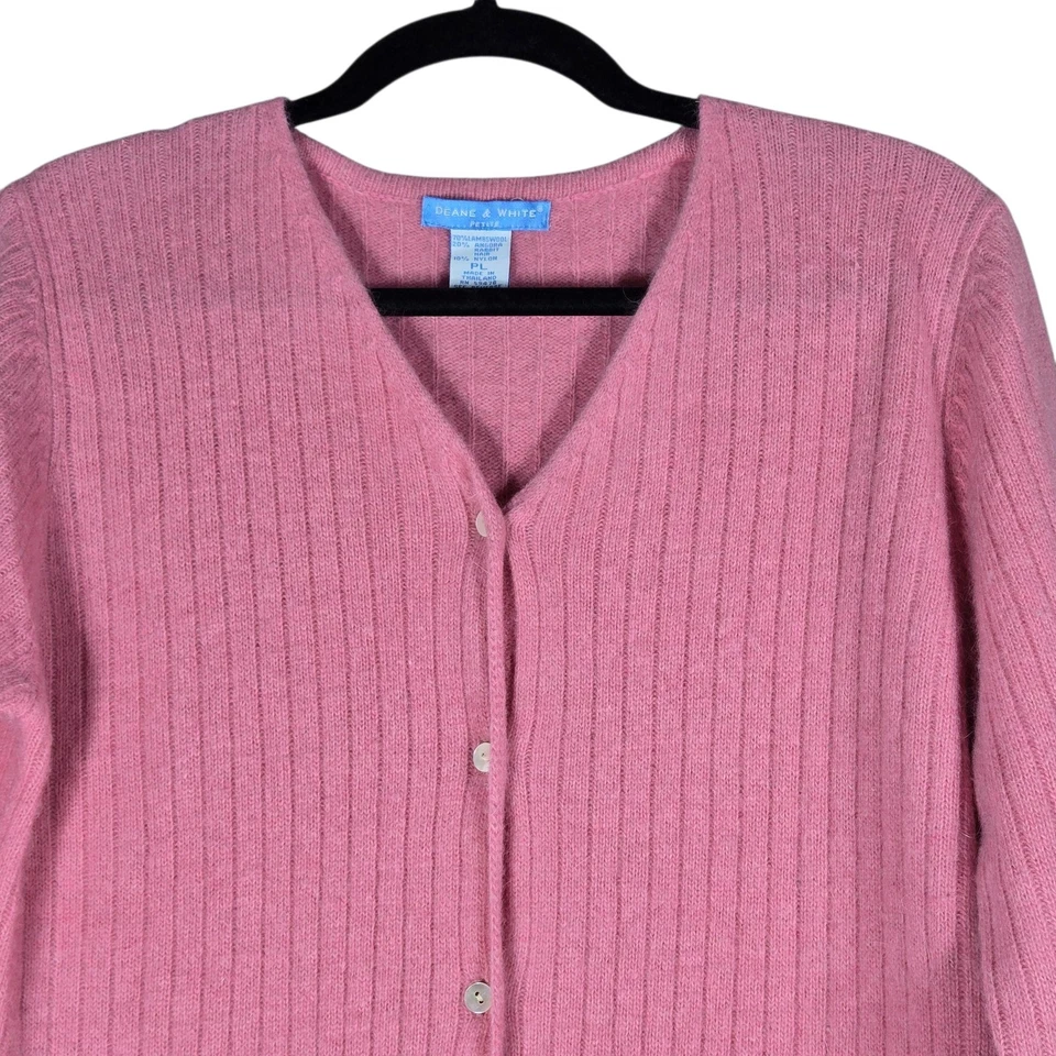 Женский свитер Deane & White миниатюрный большой розовый из овечьей шерсти ангорский кардиган с карманами - Изображение 2 из 4