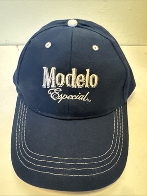 Modelo Especial Beer Velcroback Trucker Hat Navy Blue W/White Embroidery Logo