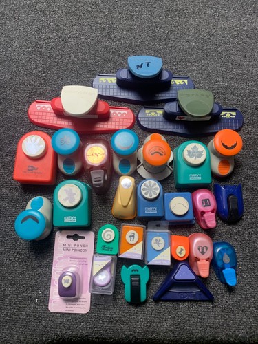 Paper Punch Lot 28 Pcs Marvy Uchida Fiskars Border Mcgill Hand Print Ionic