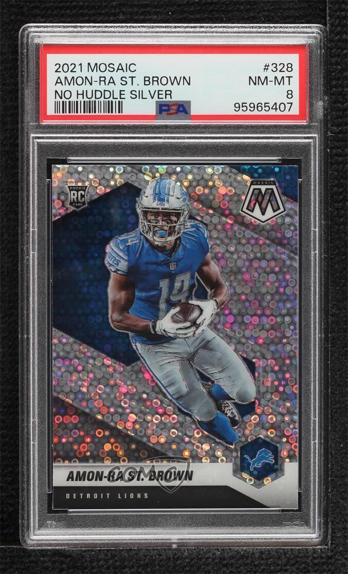 2021 Mosaic Rookies No Huddle Silver Prizm Amon-Ra St Brown #328 Rookie RC 0x2s