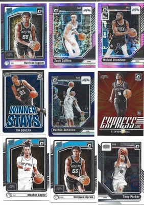 2025 optic basketball san antonio spurs card lot, Variety Players, Inserts, etc.