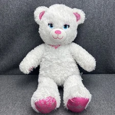 Build A Bear 2014 Pawrincess White Silver  17” Princess Plush Pink Crown Paws