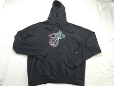 Miami Heat Nike Hoodie Large Sweatshirt City Edition Pullover Fleece Black Mens