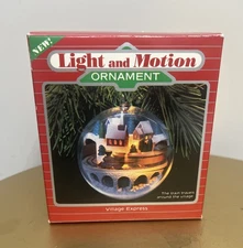 1986 Hallmark Light and Motion Village Express Christmas Train Ornament