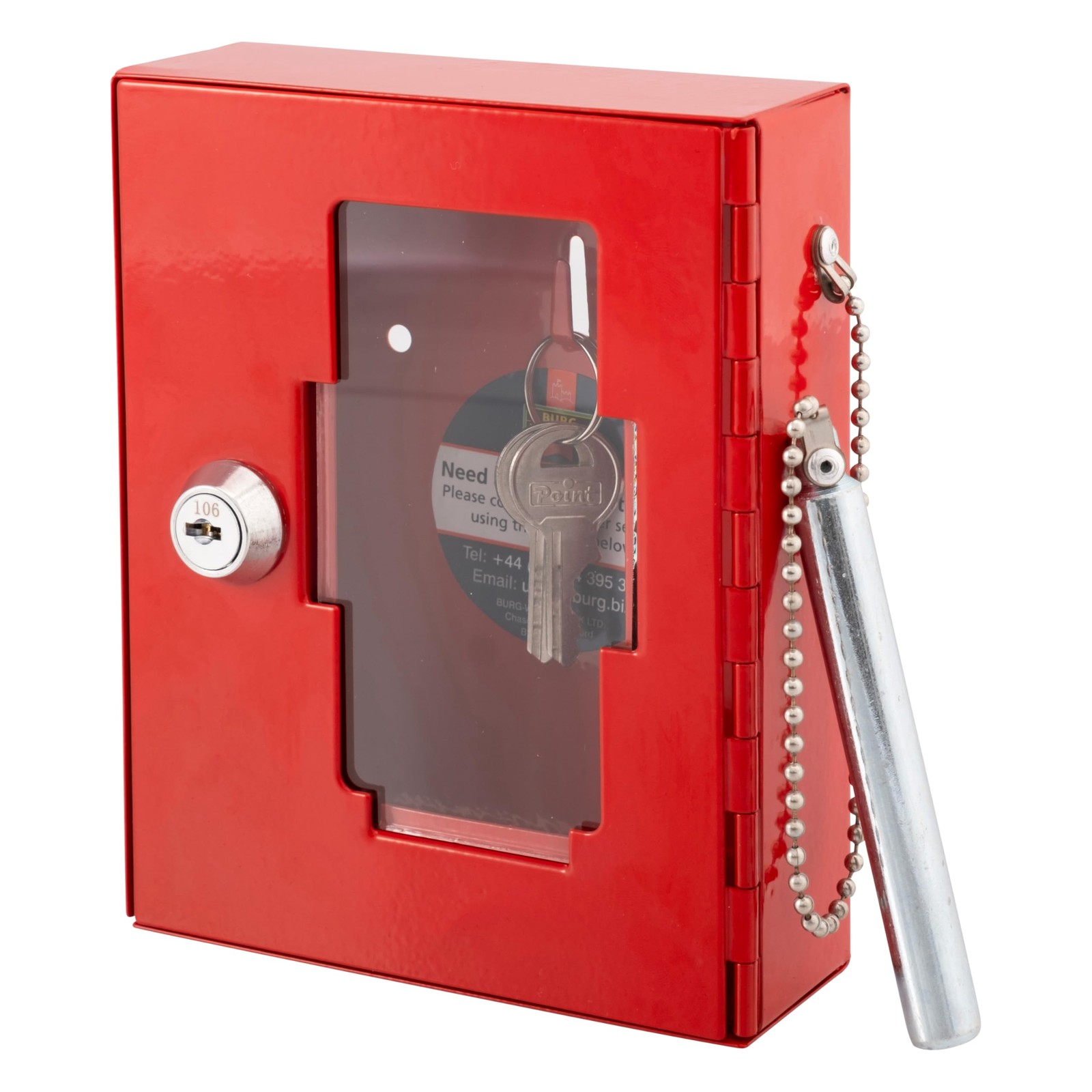 Boîtier clés secours EB01 en acier rouge avec marteau brise-vitre inclus