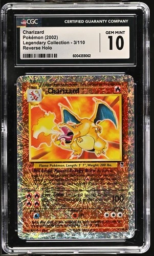 Pokemon 2002 CGC 10 Charizard 3/110 Reverse Holo Legendary Collection POP 49