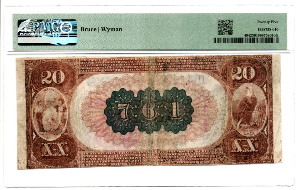 Fr. 494 Bath, Maine 1882 Brown Back Note Charter #761 PMG Very Fine 25 - Image 2 of 2