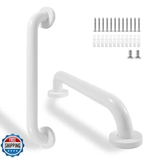 Rackickyer Shower Grab Bar, 2 Pack 16 Inch White Bathroom Safety Bar, 1.25" D