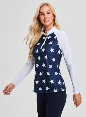 Women's Long Sleeve Golf Polo Shirts 1/4 Zip UPF 50+ Sun Protection Shirt Jul... - Picture 5 of 5