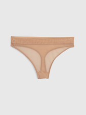 NWT GAP Body Mesh High Rise Thong Womens Size XL Mesh Stretch Panties Beige