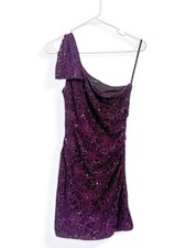 Plum Sequin One Shoulder Mini Dress | Y2K Glam Party Cocktail
