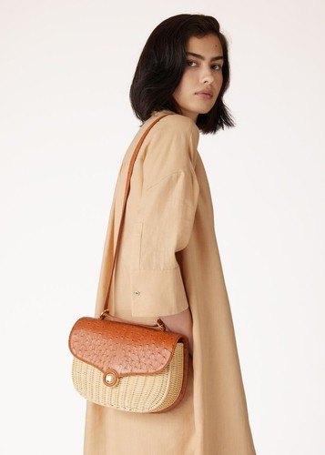 Loro Piana Medium Ghiera Bag - BNWT brown beige Ostrich FAO0946