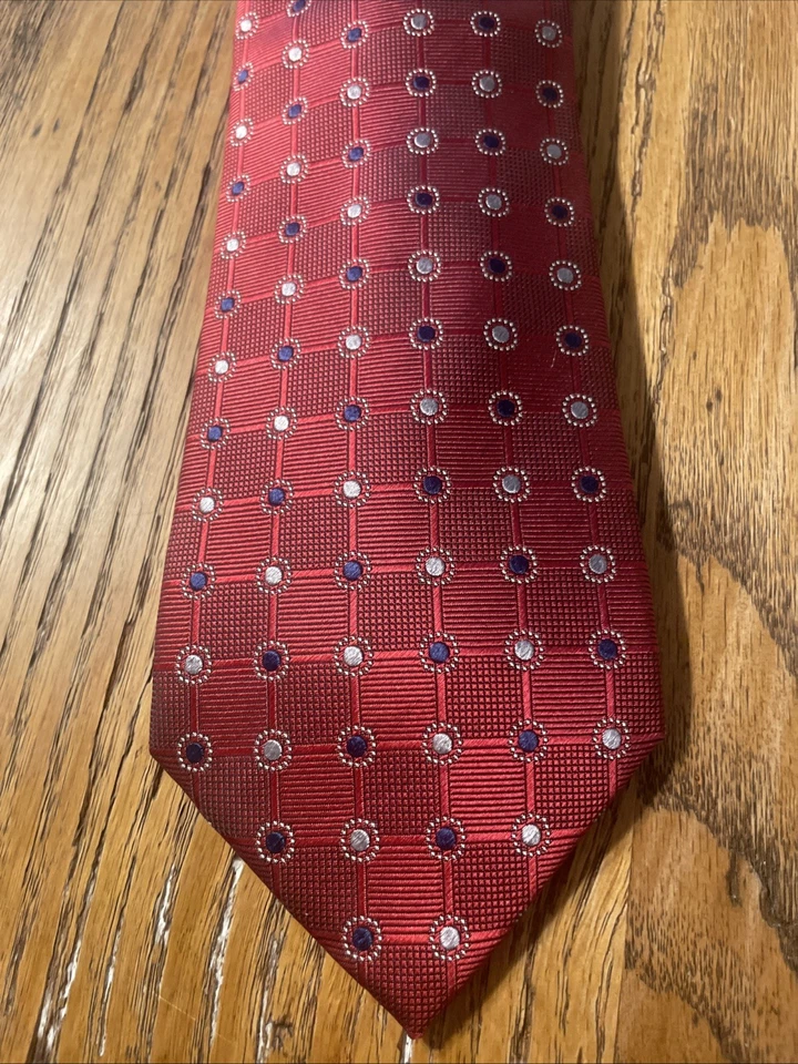 NUEVA CON ETIQUETAS Corbata Corbata de Seda Tejida Gruesa Geométrica Canterbury Hecha a Mano Foto 3 de 4