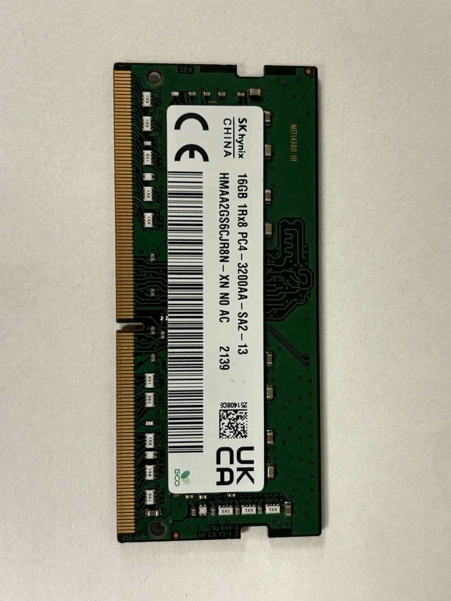 SK Hynix 16GB DDR4 3200MHz SODIMM PC4-3200AA-SA2-13 1Rx8 Laptop