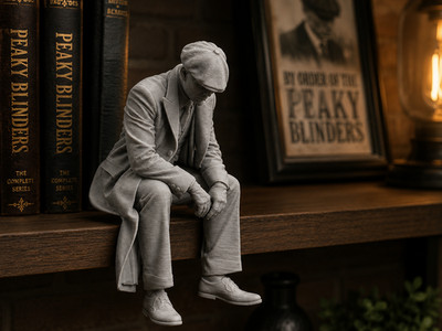 Sad Thomas Shelby Edge Sitter | Peaky Blinders inspirierte mehrfarbige Figur