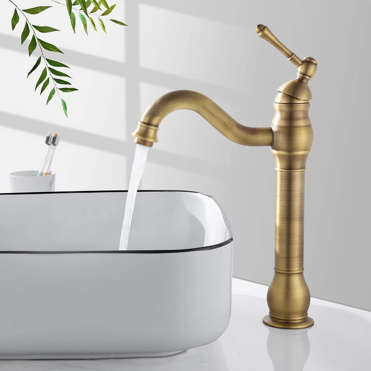 Rubinetto Lavabo Alto In Ottone, Rubinetto Bagno Con Miscelatore Lavabo Bocca Alta Girevole A 360 Miscelatore Lavabo Regolabile Caldo E Freddo Miscelatore Bagno 83935384