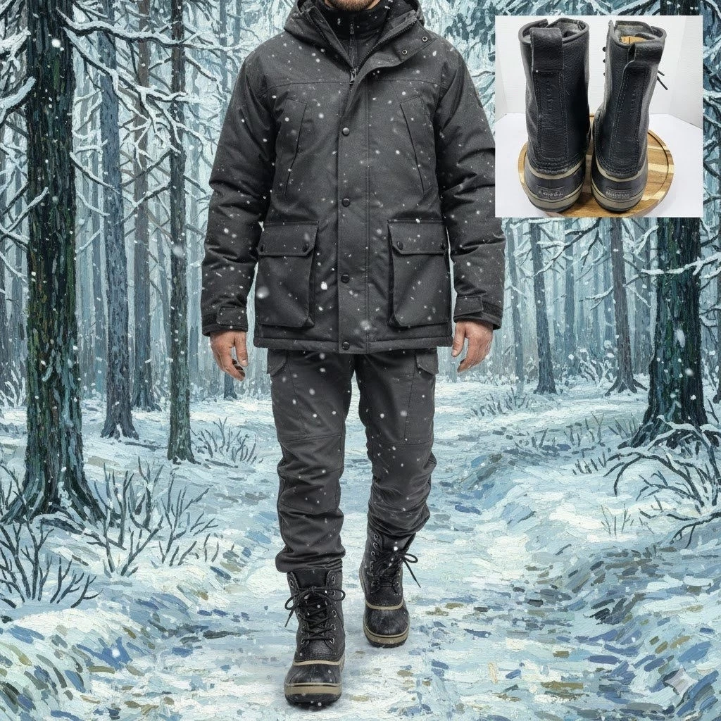 Sorel 1964 Premium T Mens Boots Size 8 Black Waterproof Leather Duck Snow NM1561