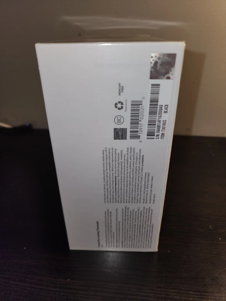 SEALED Black Matte Google Nest 3rd Gen Programmable Thermostat T3016US - Image 3 of 3