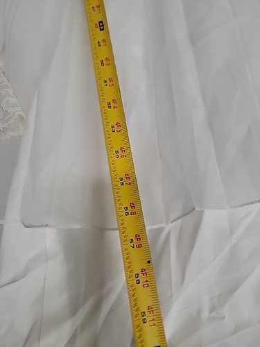 Abito da sposa/manica lunga vintage anni 70 bohemien bianco organza/pizzo - Foto 15 di 15