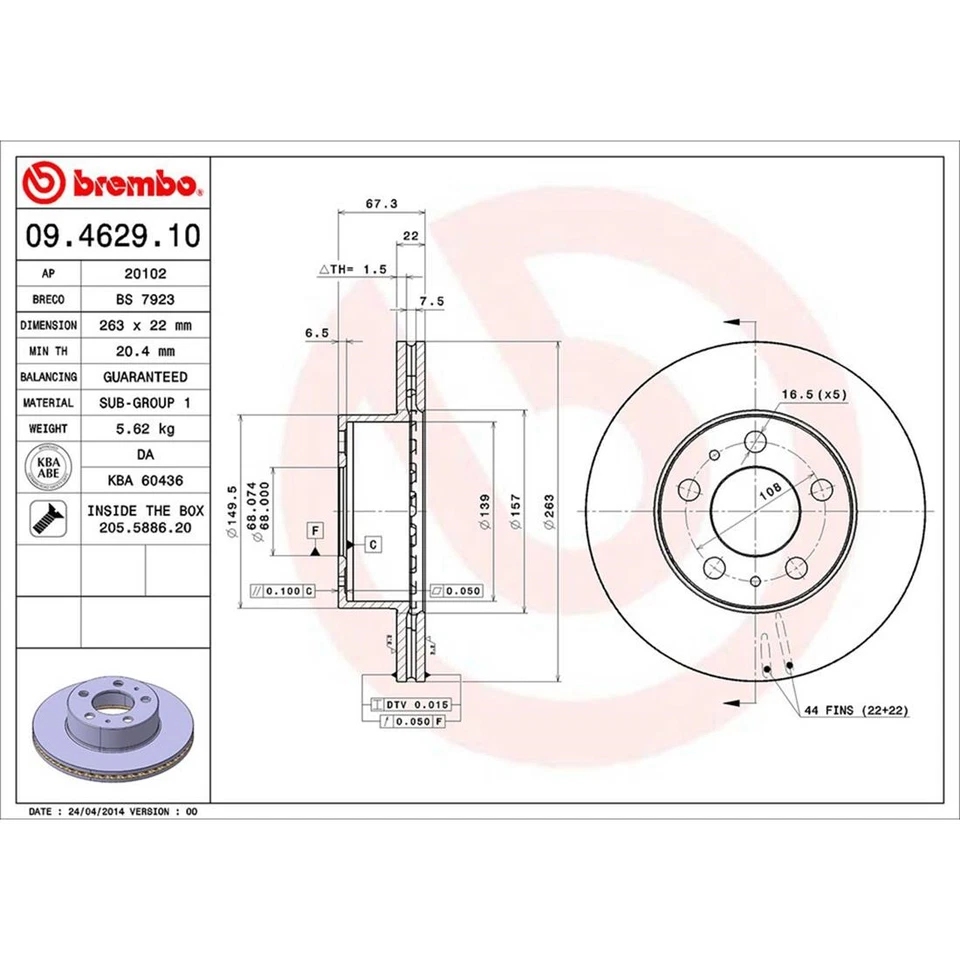 Rotores de freno delanteros Brembo nuevos de alto rendimiento para Volvo 240 1990-1993 Foto 4 de 4
