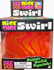 Authentic Schylling NeeDoh Nice Cube Swirl Orange Red Yellow Super Solid Squish