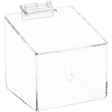 Plymor Clear Acrylic Display Case Box With Angled Top  Hinged Lid, 4" x 4" x 4"