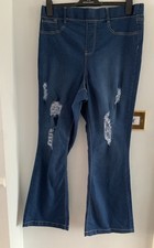 Image of Brand New No Tag By Yours Hannah Flare Distressed Jeggings Jegging Size 14 Blue