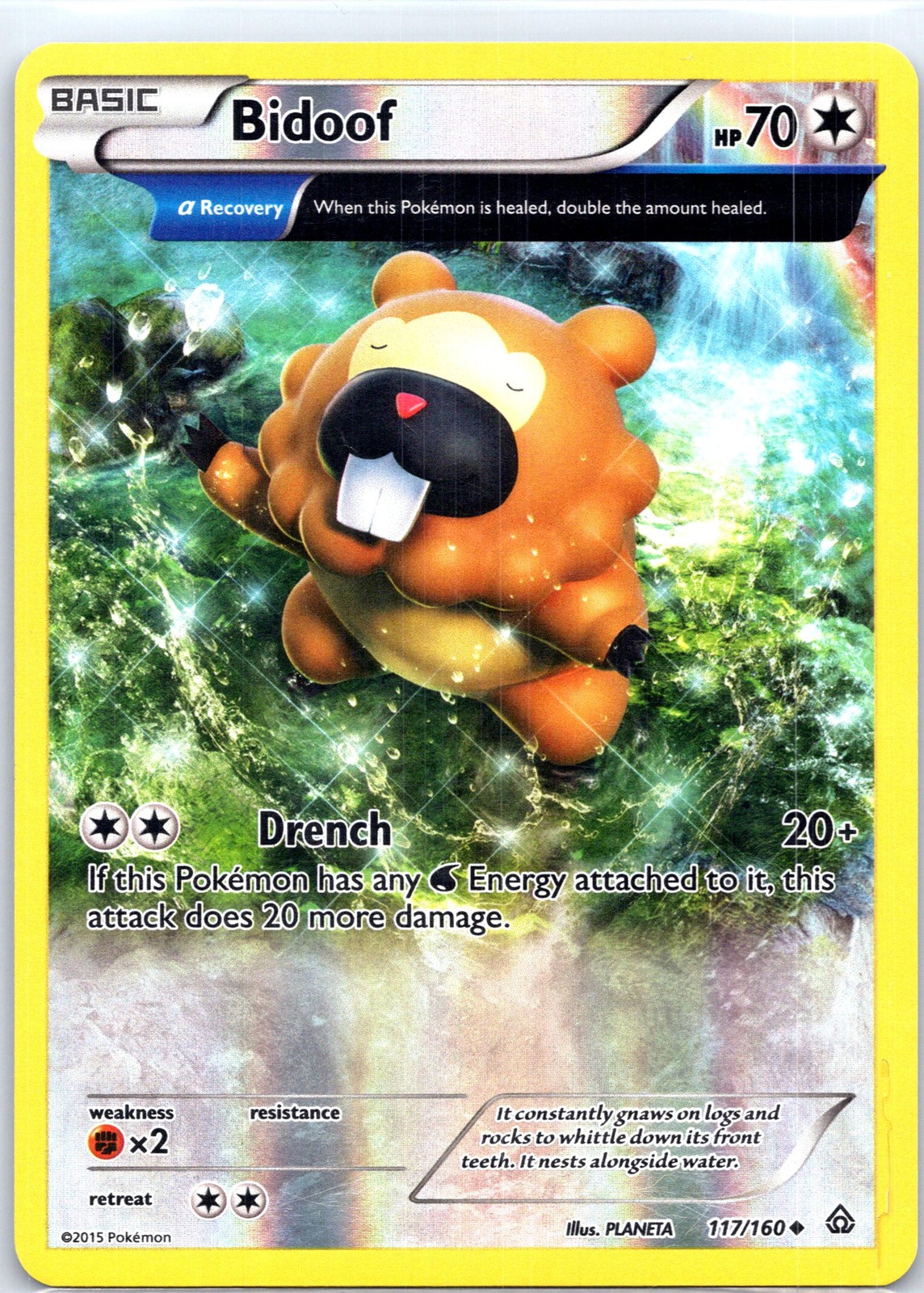 Bidoof (Alpha) Reverse Holo Uncommon PRC XY - Primal Clash 117/160 LP