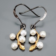 Fashion women jewelry Natural Pearl Earrings 925 Sterling Silver /E132406