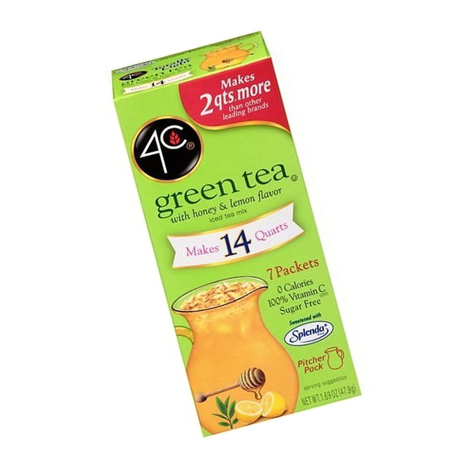4C Totally Light Green Tea, Sugar Free Makes 14 Quarts, 1.69 Ounce