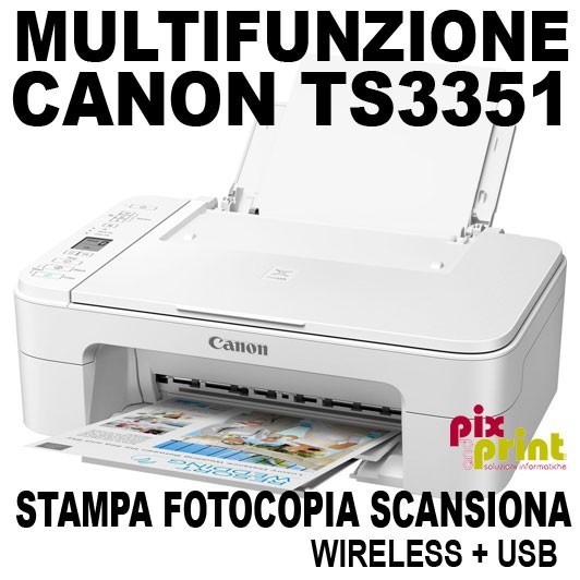 STAMPANTE MULTIFUNZIONE CANON TS3351 INKJET A COLORI WIFI+USB COLORE BIANCO