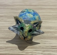 Rosemary Wren Peter Crotty Oxshott Pottery Raku Fired Small Cat Sculpture c1970s