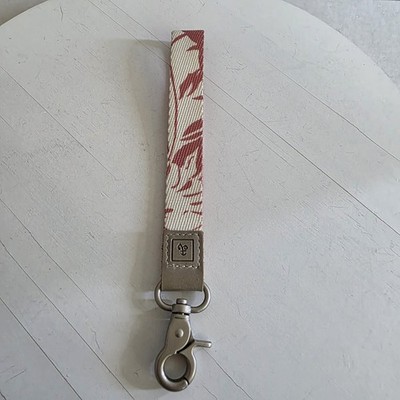 Thread Wallets Wristlet Keychain Loop Pink Beige Silver Tone Hardware