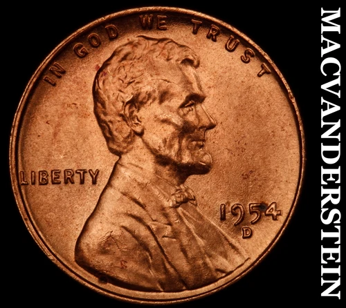 1954-D Lincoln Wheat Cent- Choice Gem Brilliant Uncirculated Luster #J1372