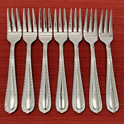 Set/7 Hampton Silversmiths NOBILITY 18/10 Stainless Glossy SALAD FORKS 7 1/8''