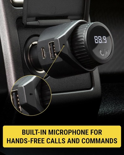 BTFM9 FM Trasmettitore Bluetooth per Auto con Doppia Porta di Ricarica USB-C e USB-A da 12W - Foto 4 di 7