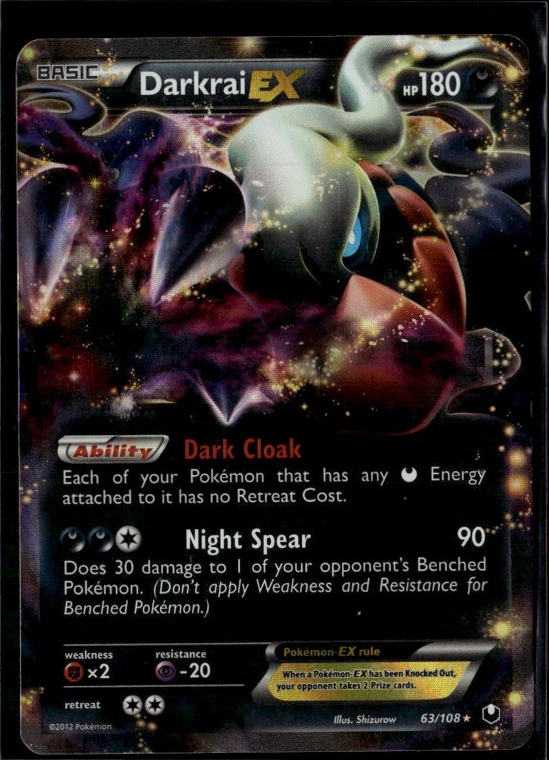 Darkrai EX Ultra Rare Dark Explorers 63/108 Darkness Holo Pokemon Card