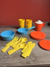 Fisher Price Kids Play Plates, Pitcher, Pots Fun With Food Vintage Lot