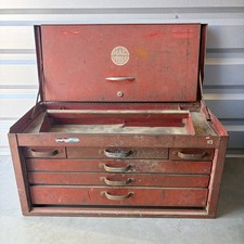 Vintage Mac Tools Round Logo 6 Drawer Flip Top Toolbox Chest Usa