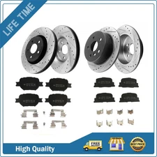 Front Rear Drilled Slotted Brake Rotors And Brake Pads for 2005-2010 Scion tC