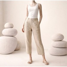 Lauren Ralph Lauren 100 Linen Pull On Elastic Waist Pant Beige Womens Size 18WP