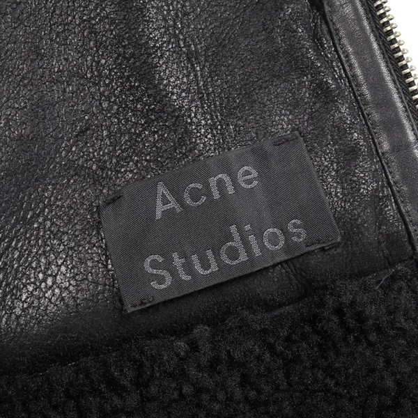 Acne Studios Ian Shearling Leather Jacket Men's Black Vintage 46 image 3