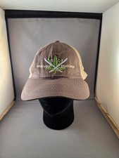 Vintage Brown Beige Marjuana Eradication Leaf Embroidered Baseball Cap. Vgc