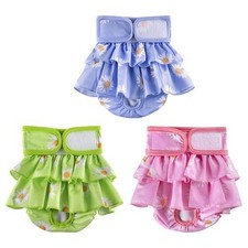 Reusable Dog Diapers, Female Wraps for Dog -Heat/ incontinence Sunflowers XL 3pk