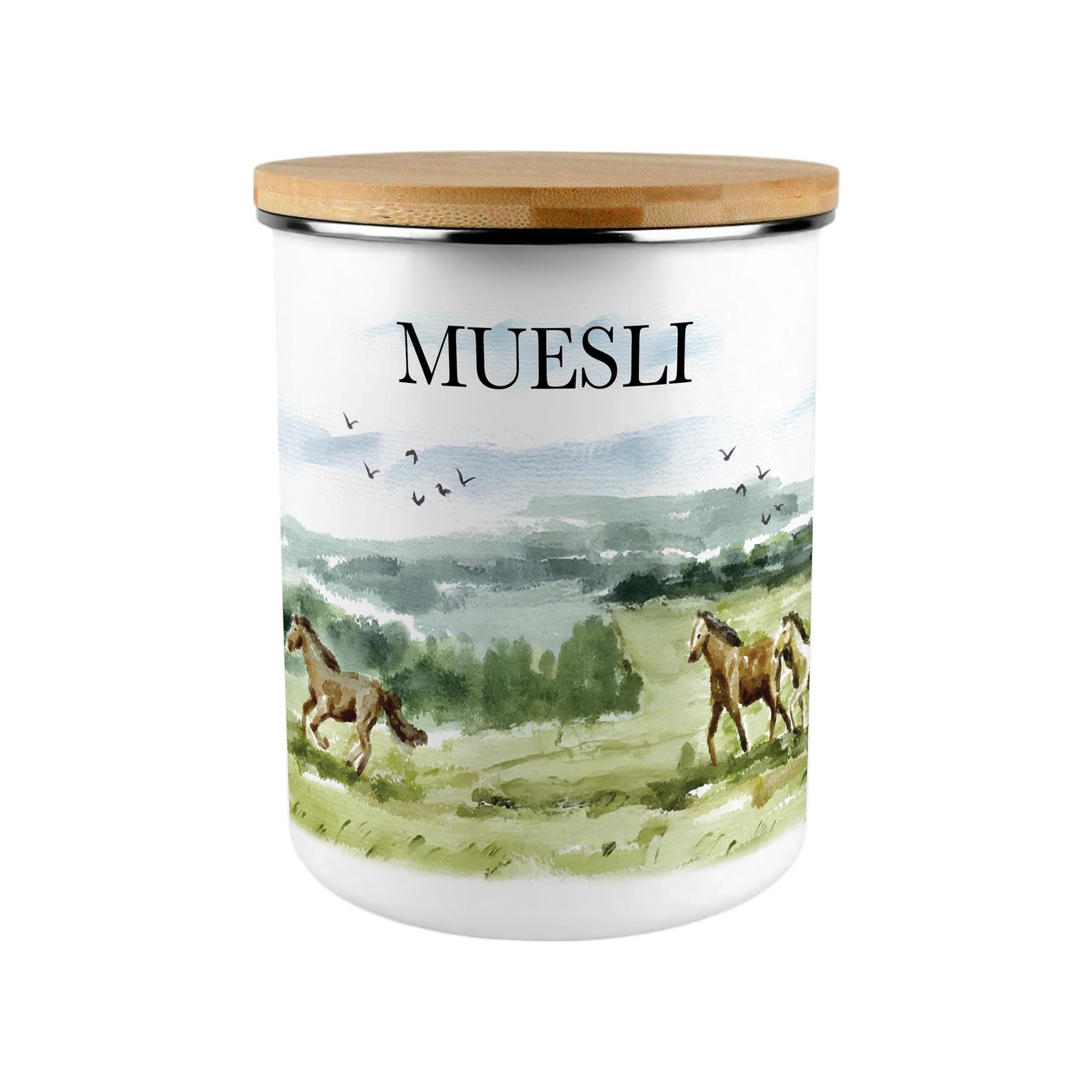 Wild Horses Muesli Canister - 2.7L XL Kitchen Storage Container Horse Gifts