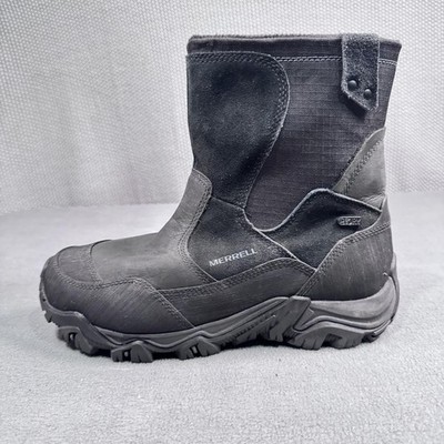 Merrell Boots Mens Size 8 Black Leather Waterproof Insulated Snow Winter J23427