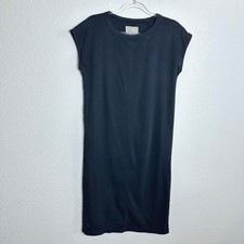 Everlane Black Cotton Crew Neck Sleeveless Midi T-Shirt Dress Side SlitSmall