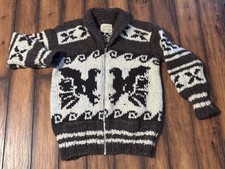 Genuine Cowichan Indian Knit Sweater Hand Spun Wool VTG Large Read for Sizing